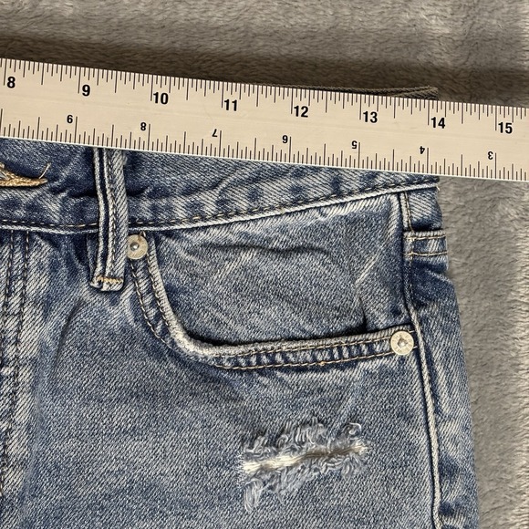 We The Free People Jean Shorts Women's 25 Blue Button Fly Distressed High Waist - Picture 8 of 9